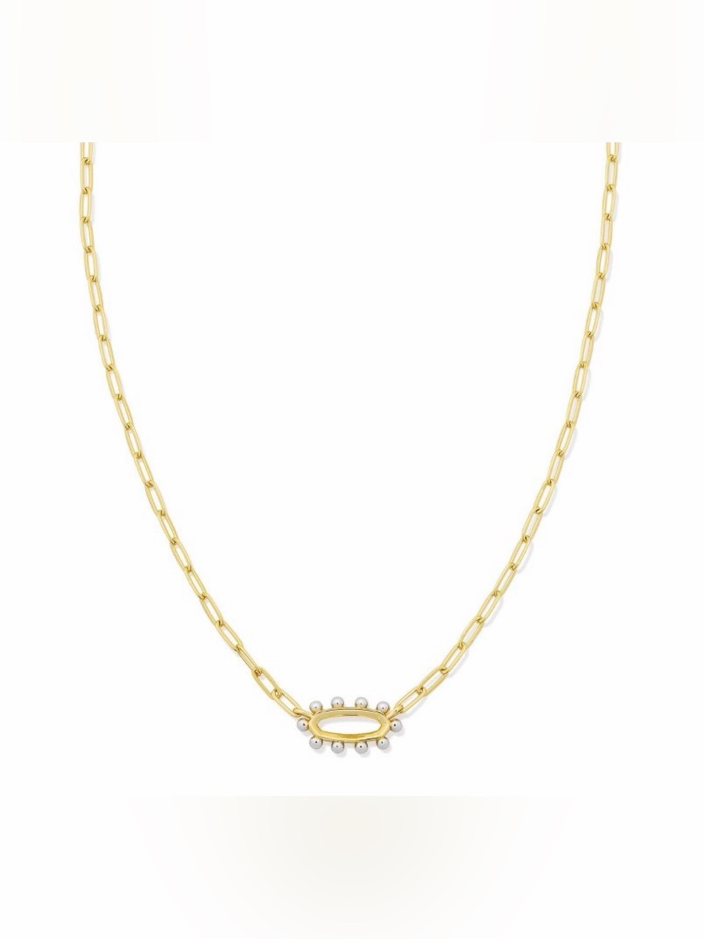 NWT Kendra Scott Two-Tone Gold and Silver Oval Pendant Necklace